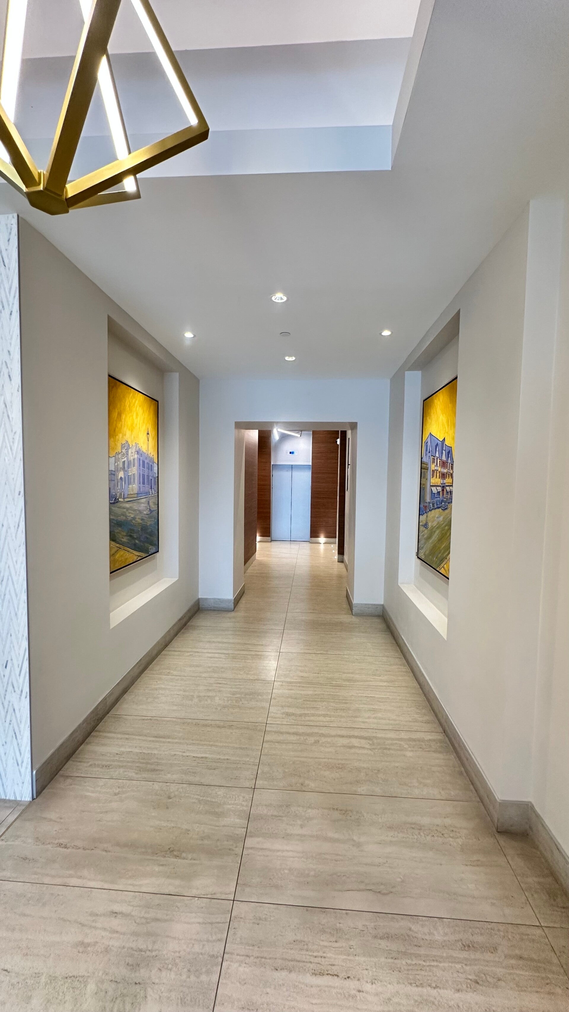 Bright interior hallway with crisp walls and trim