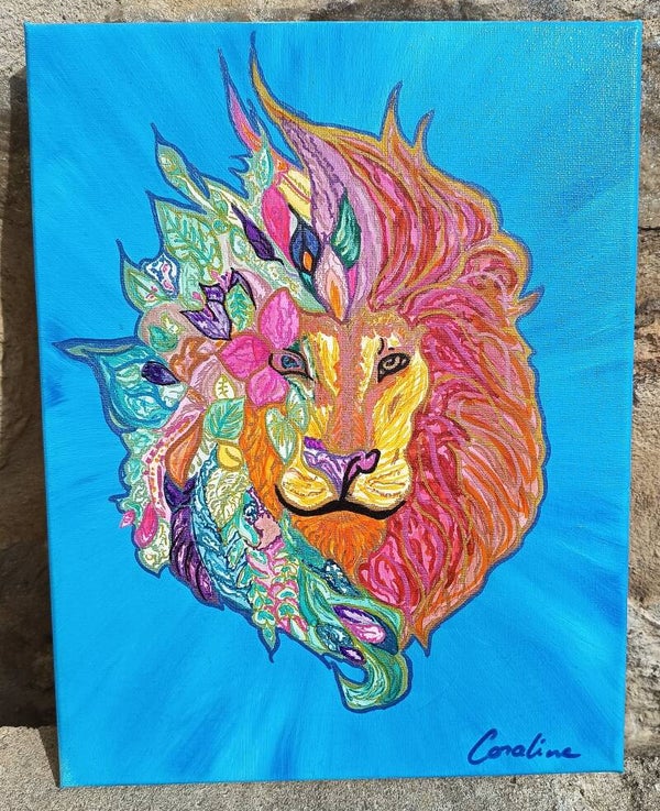 Lion Floral Psychédélique