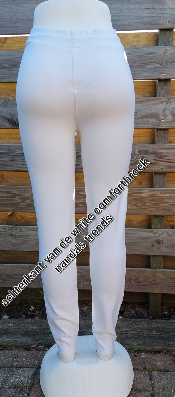 COMFORTBROEK WHITE met touwtje en rits