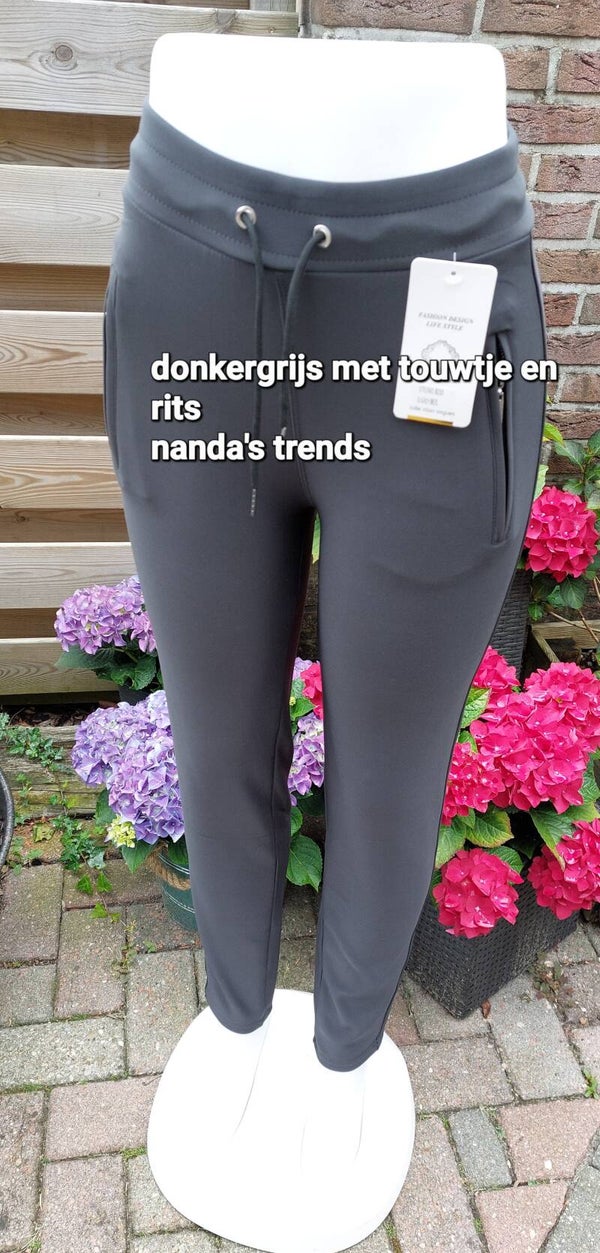 COMFORTBROEK NIEUW 👖😍donkergrijs met touwtje en rits