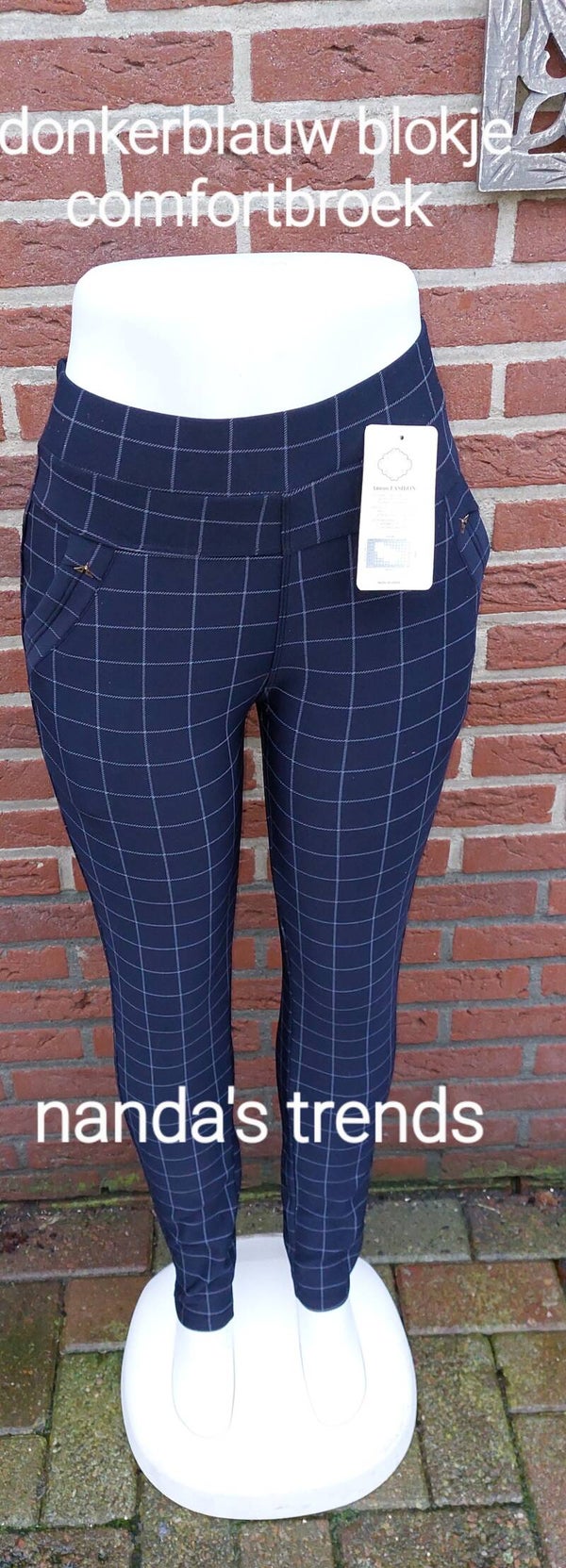Donkerblauw blokje comfortbroeken