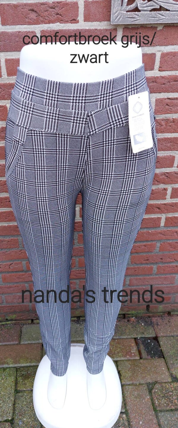 Comfortbroek zwart/grijs streep