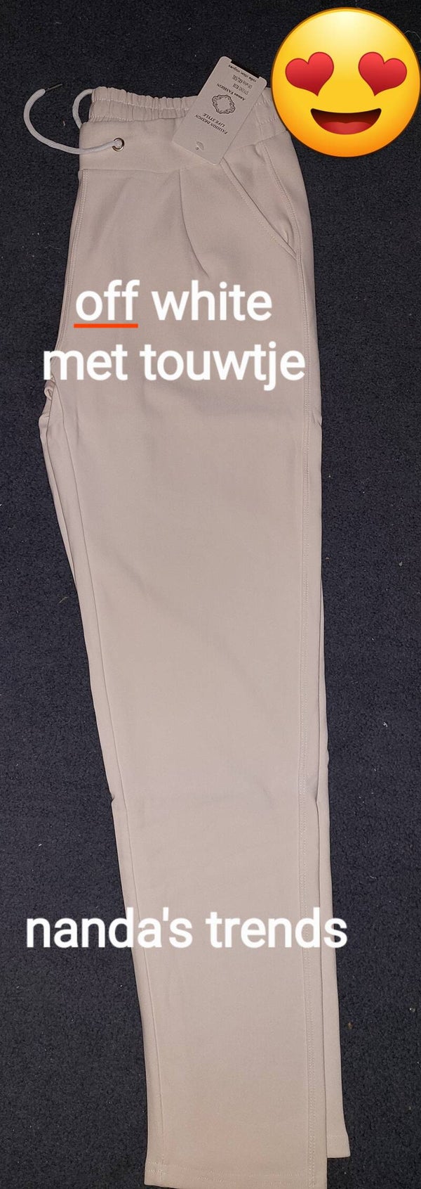 COMFORTBROEK OFF WHITE MET TOUWTJE