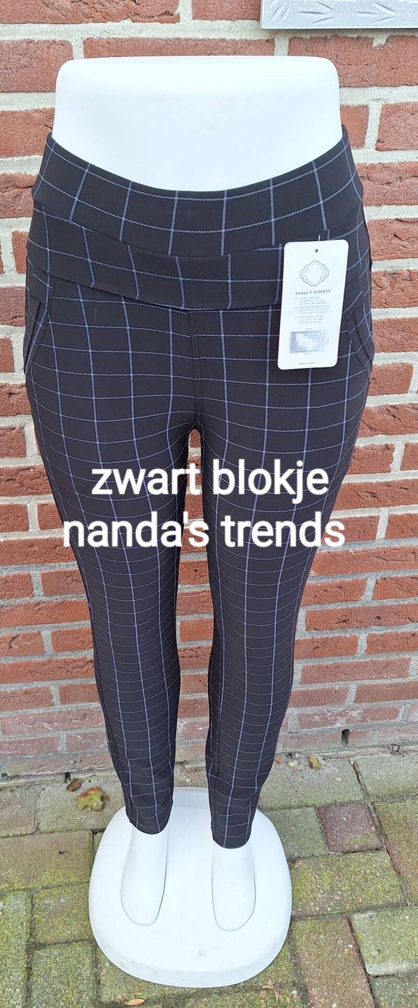 Comfortbroek zwart/blokje