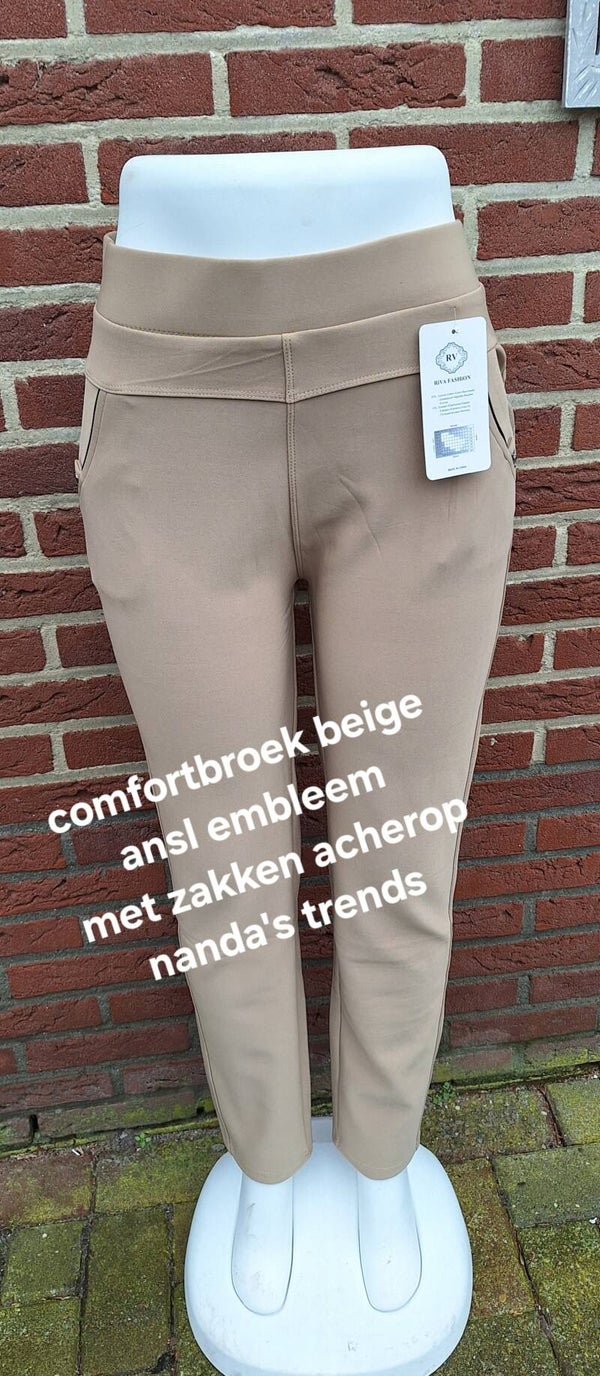 Comfortbroek beige ansl embleem