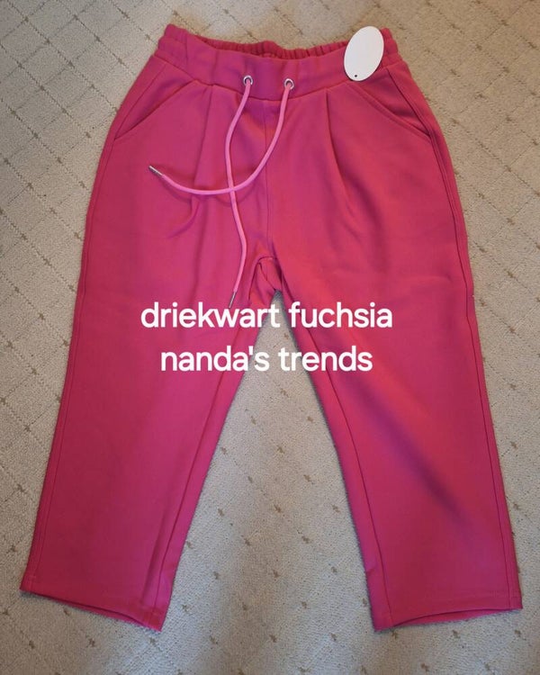 COMFORTBROEKEN DRIEKWART HOOGMODEL fuchsia met touwtje