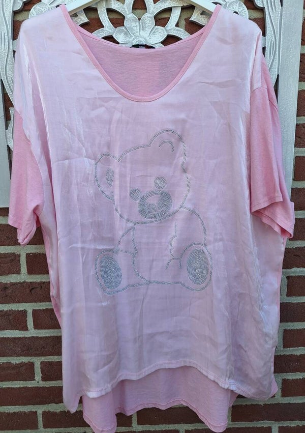 Shirt met berenprint glitter