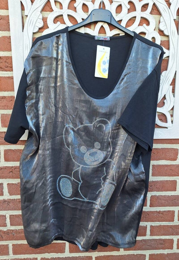 Shirt met berenprint glitter