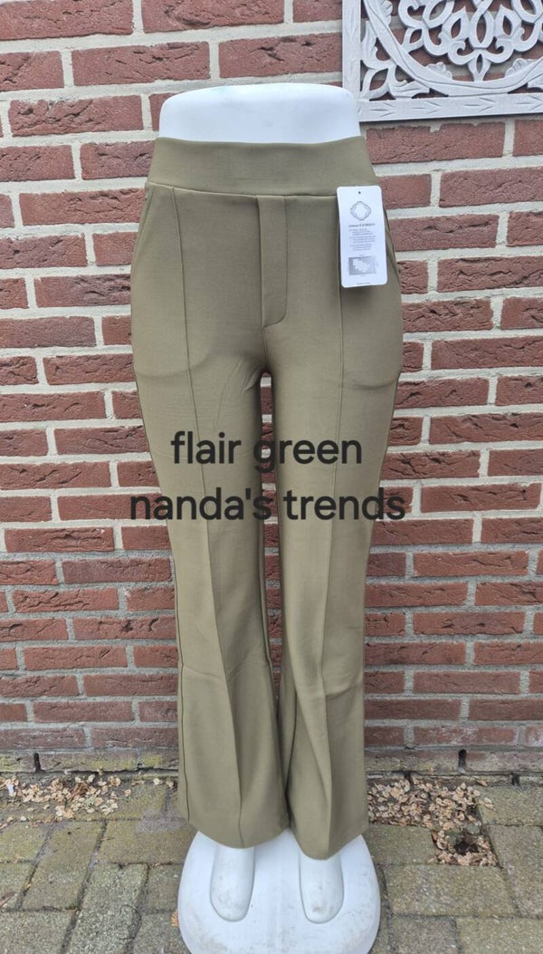 Comfortbroek flair green met naad over de been
