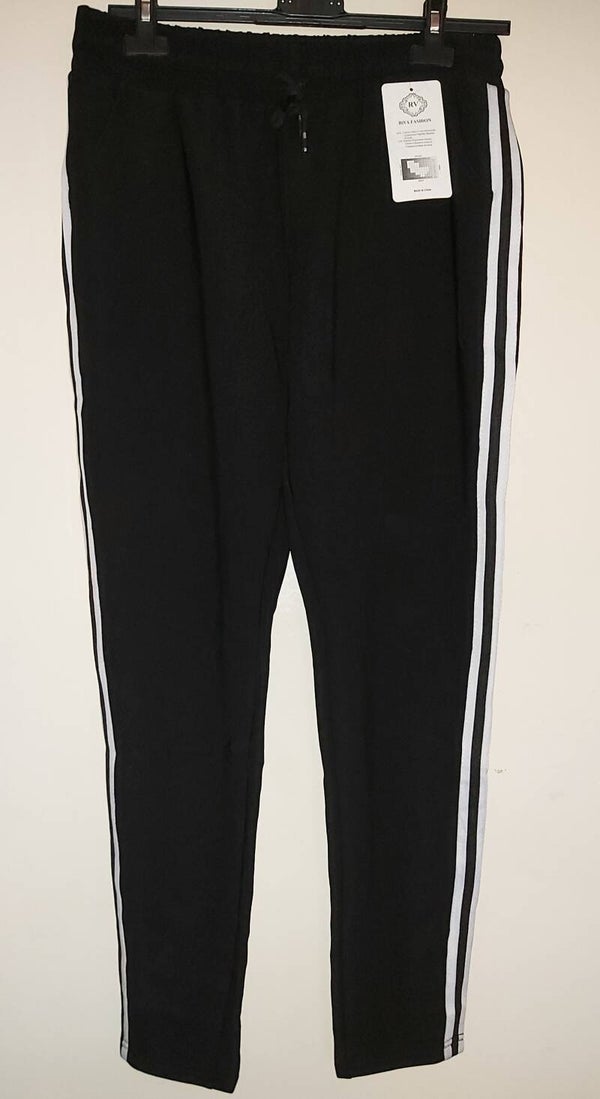 Comfortbroek met touwtjes witte strepen