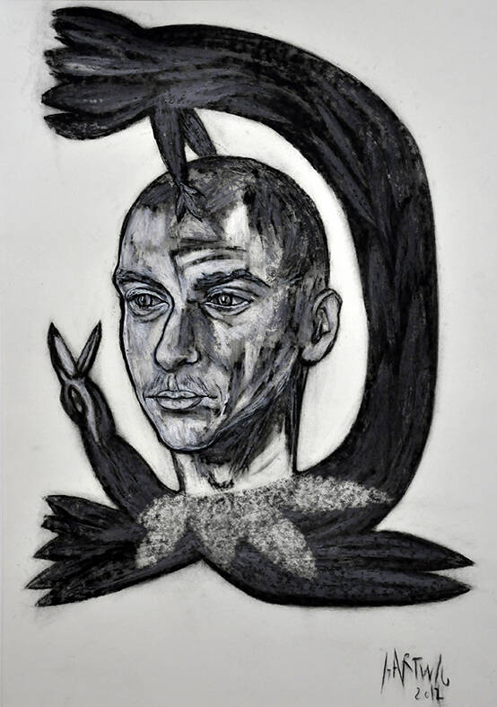 Portrait Michael Brugger, 50x70 cm, Holzkohle, Sibirische Kreide, Ölkreide 