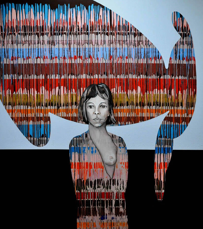 Kraft meines Herzens 2016, Acryl, Tusche und Leim auf Leinwand, 160 x 140 cm