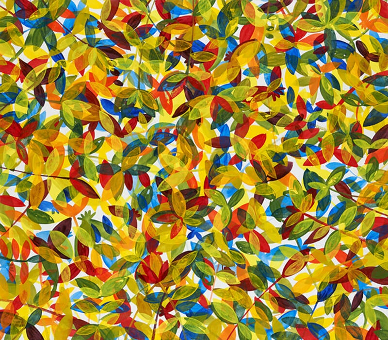 Jetzt ist prall die Pappel 2018, Acryl auf Leinwand, 140 x 160 cm