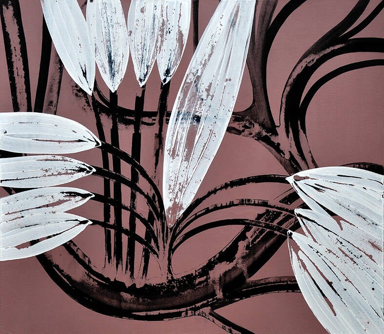 Blieb das stundenlange,  innen zugesandte Rauschen 2026, 160x140 cm, Acryl auf Leinwand