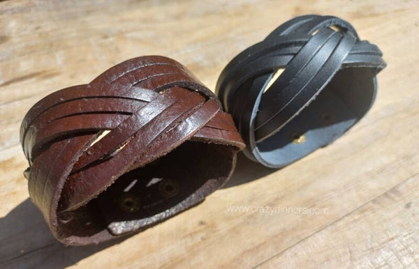 Zwarte of bruin lederen armband