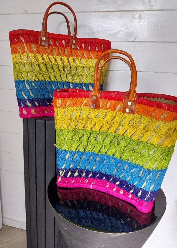 Boho colour rotan handtas