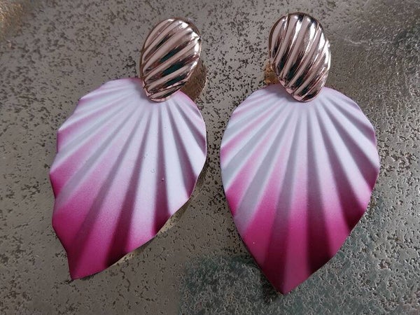 Oorbellen leaf paars