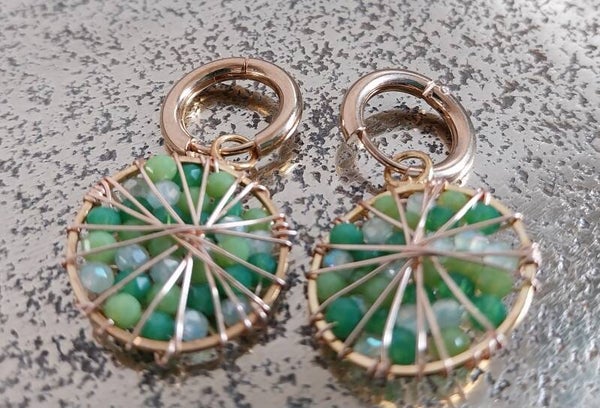 Oorbellen green gold stainless steel