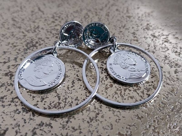 Creolen met munt goud stainless steel