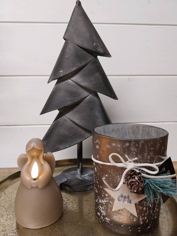 Engel led kaars taupe