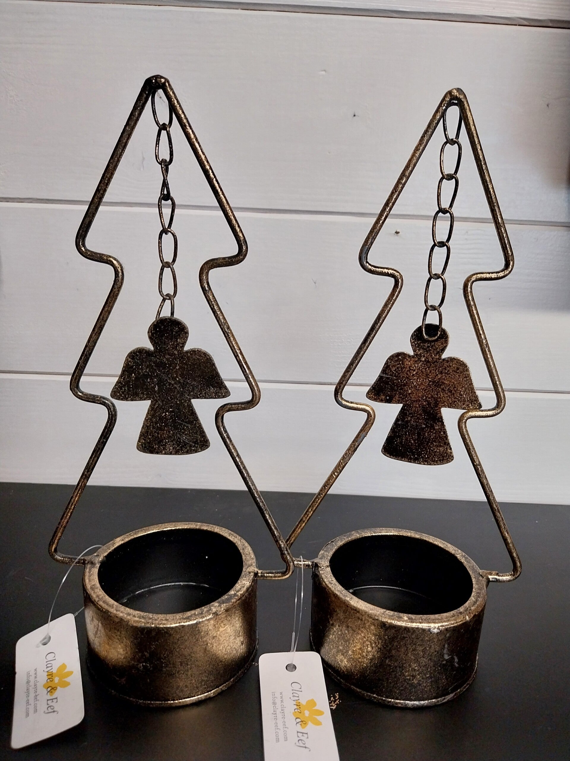 Gouden kerstboom theelicht