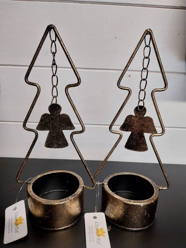 Gouden kerstboom theelicht