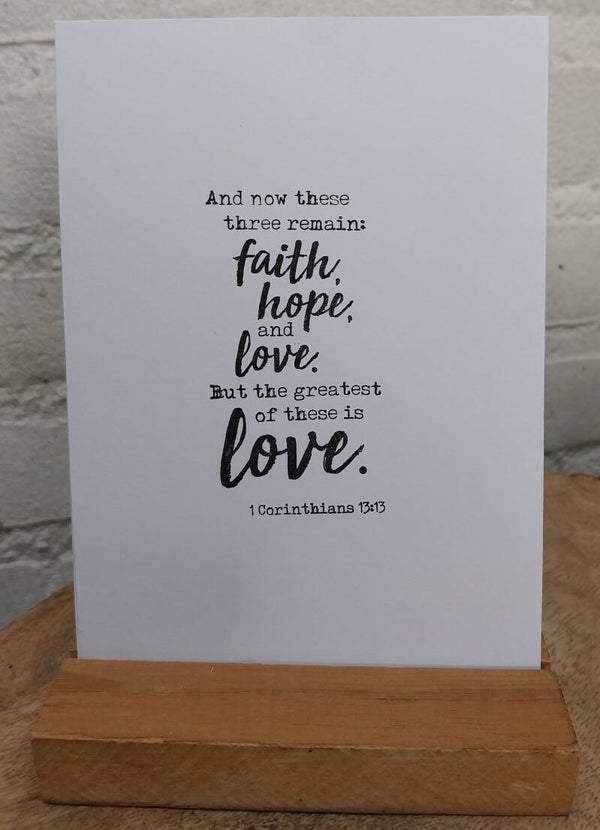 Wenskaart faith, love & hope