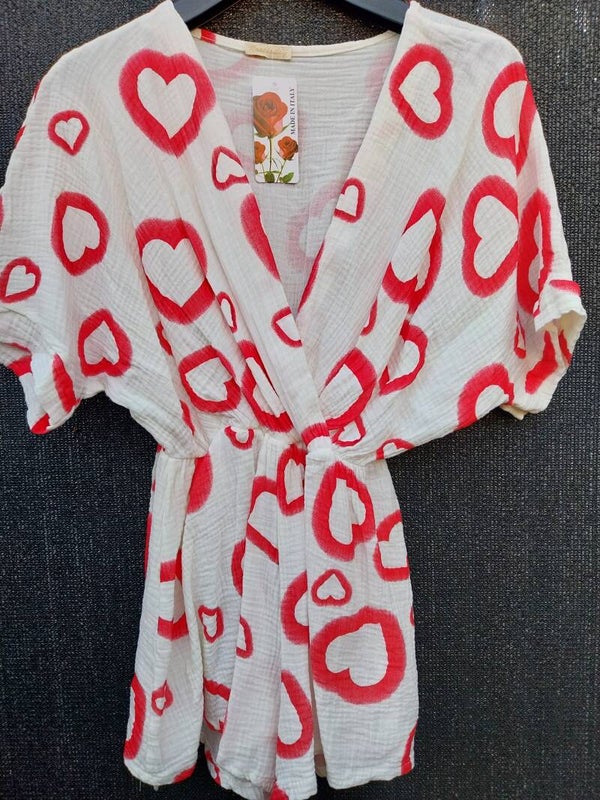 Hartjes jumpsuit rood