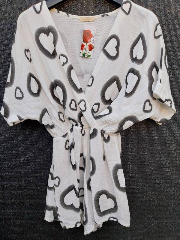 Hartjesjumpsuit zwart