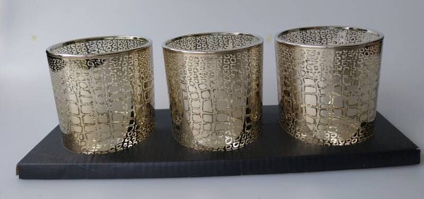 Set van 3 Waxinelicht panter