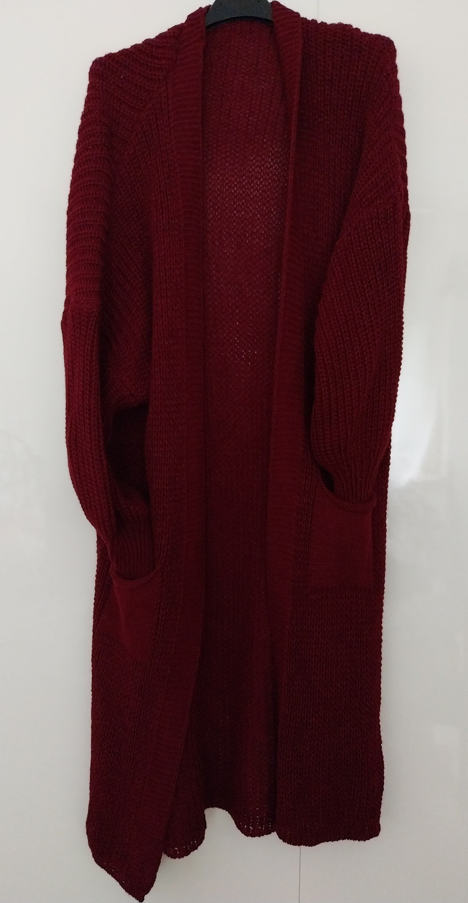 Gebreid vest met zakken bordo