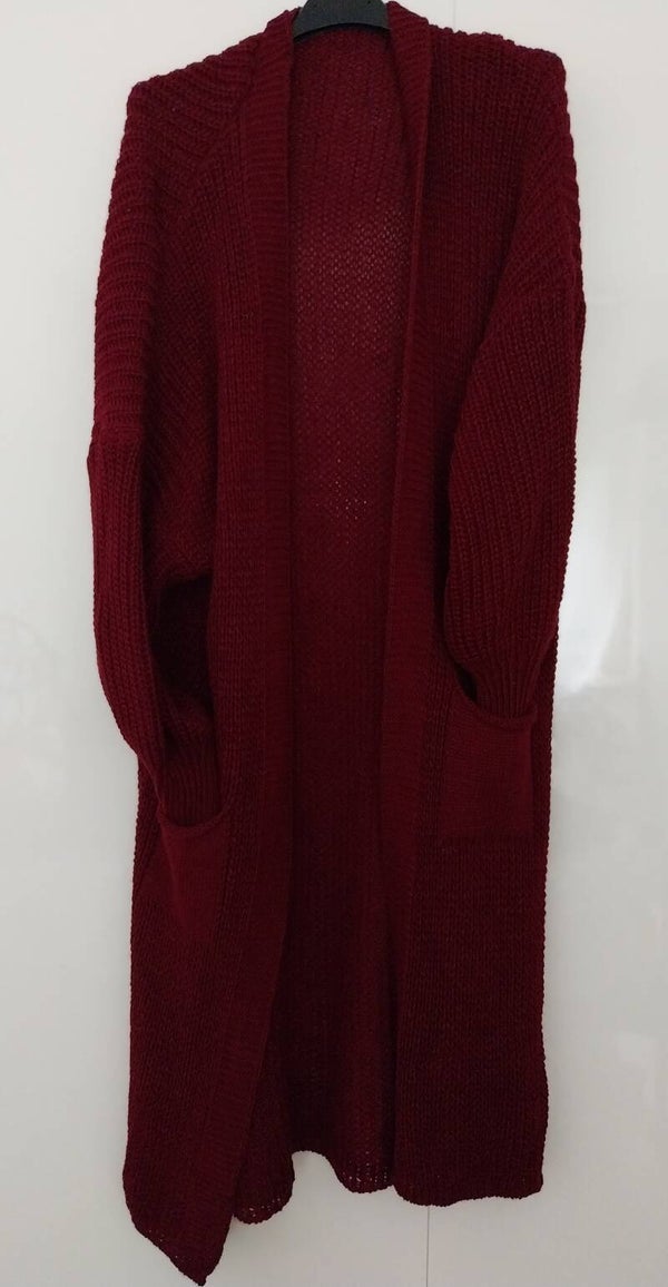 Gebreid vest met zakken bordo