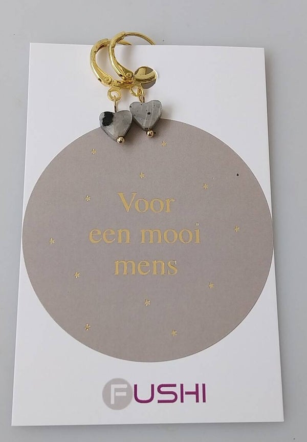 Oorbellen grijs hartjes