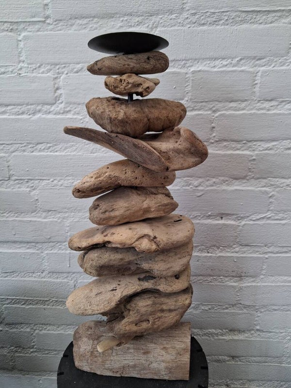 Wood stone candle cup 45 cm B