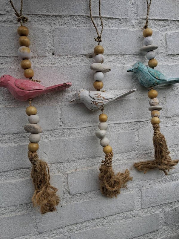 Set of 3 vogels hout beachstyle