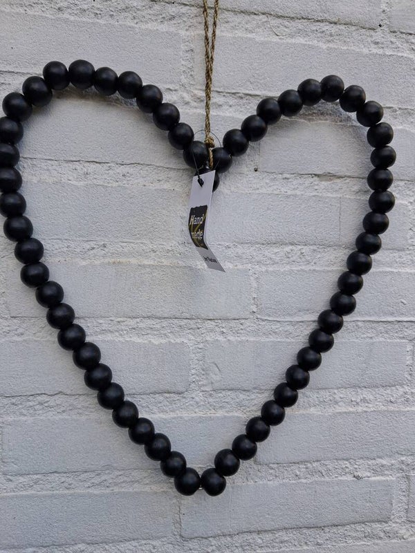 Heart beads Wood black