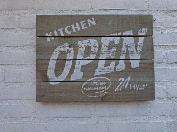 Wandbord kitchen  open 24 hours