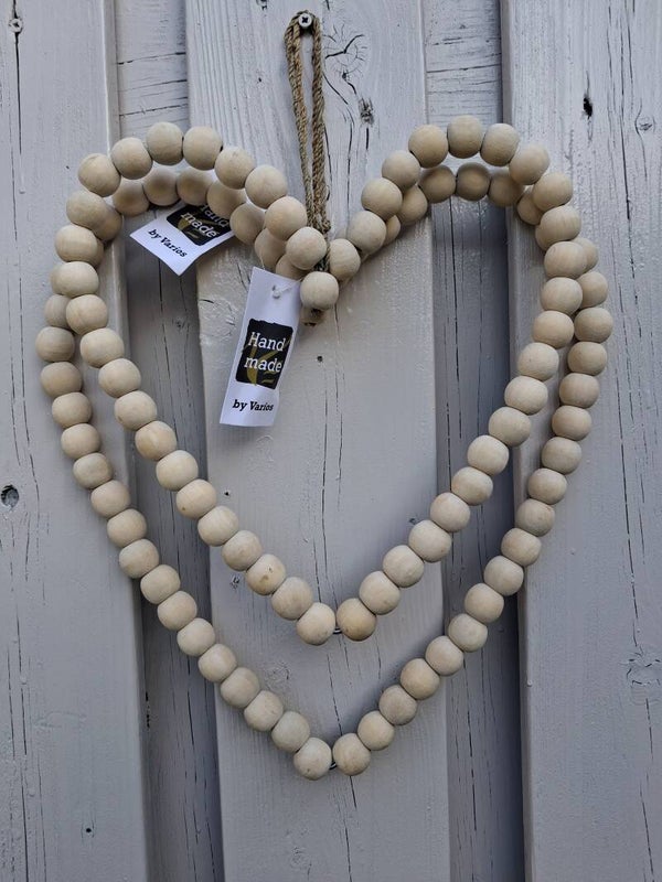 Heart beads set van 2  beige