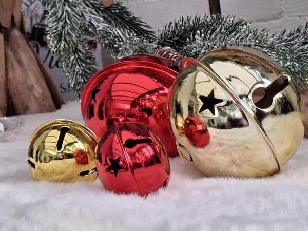 Metalen kerstbellen rood of goud