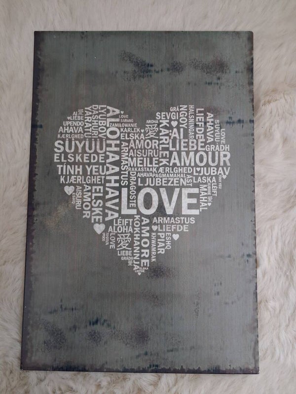 Metalen bord Love