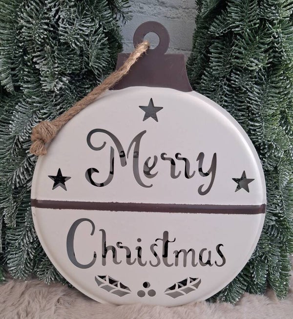 Kerstbal metaal plat 30 cm