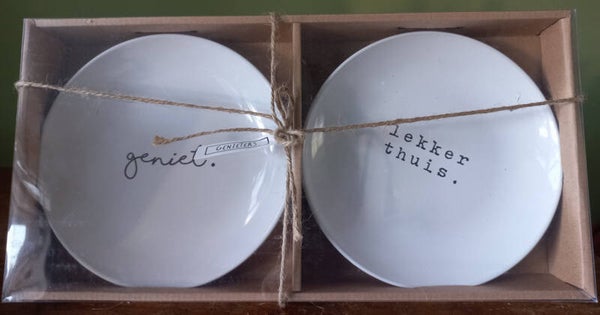 Bordenset geniet & lekker thuis  cadeauset
