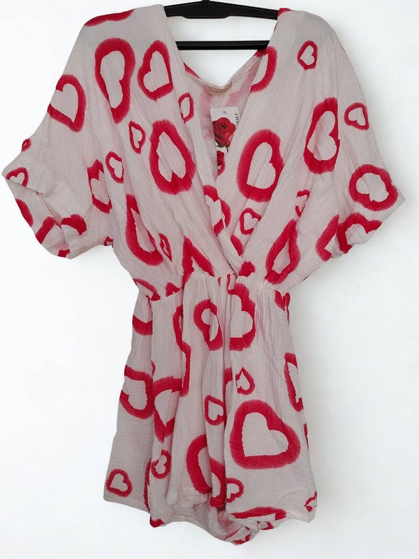 Hartjes jumpsuit rood