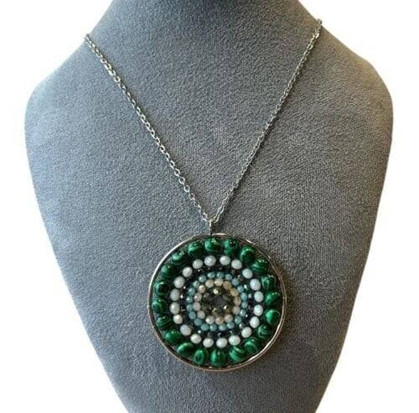 Mandala ketting met natuursteen Malachiet.