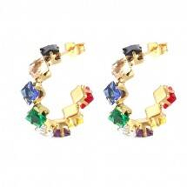 Oorbellen creool multi stainless steel