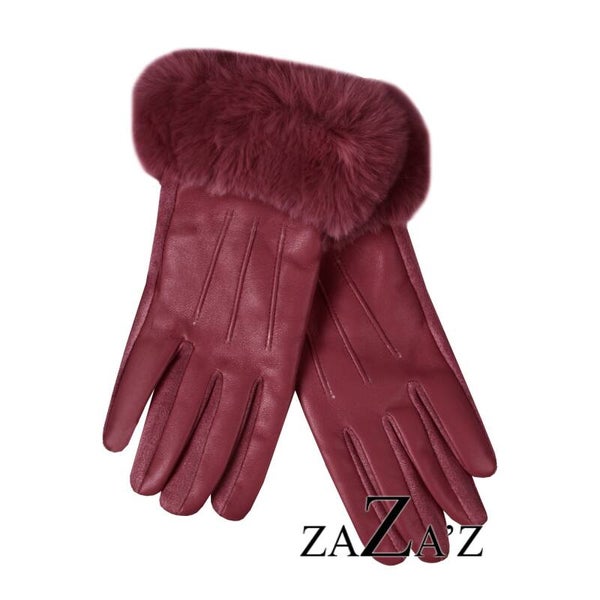 Pu handschoen bordo