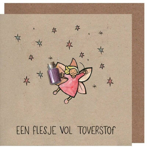 Wenskaart met flesje toverstof