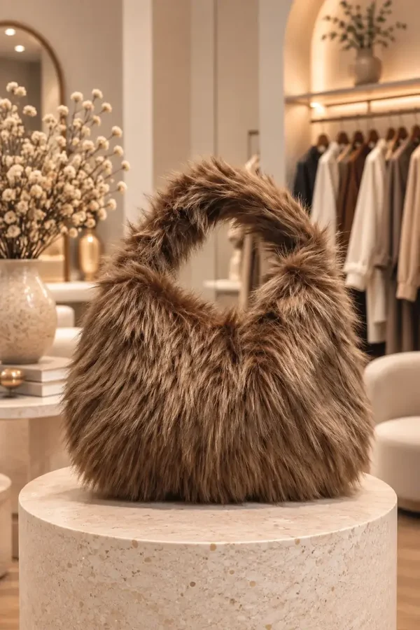 Fluffy faux fur handtas