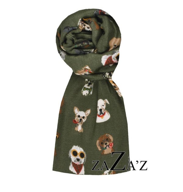 Sjaal met honden groen