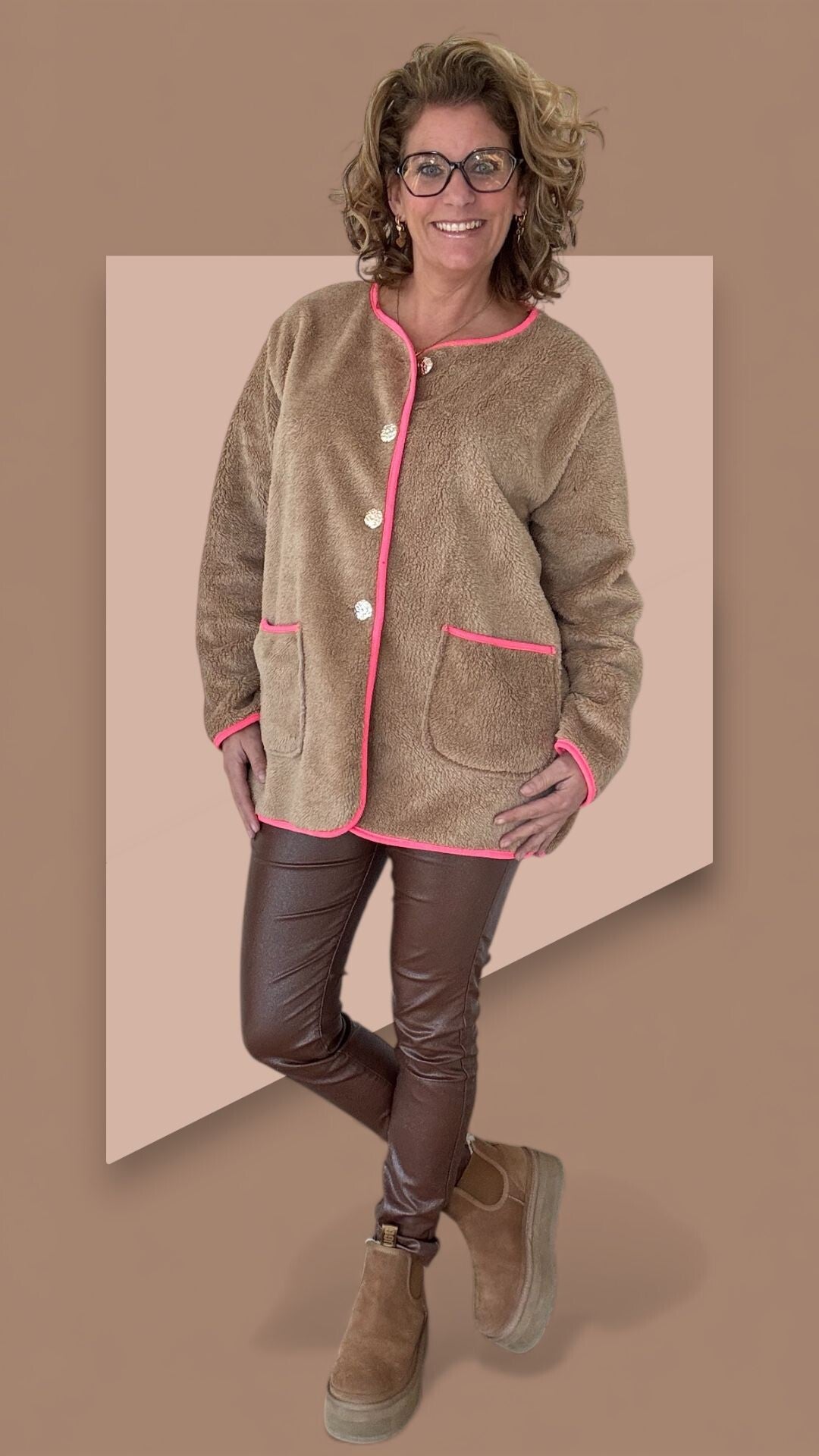 Teddy vest beige